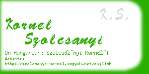 kornel szolcsanyi business card